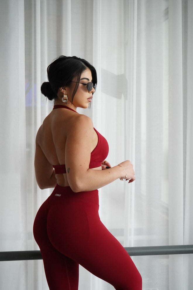 Cherry red sculpt halter top