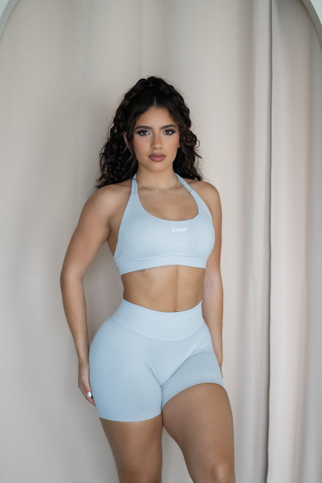 Light heather grey sculpt shorts