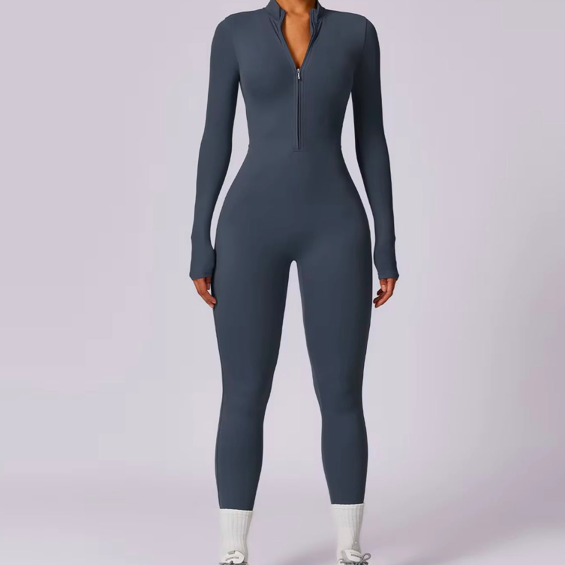 Blue-Grey Long sleeve jumpsuit