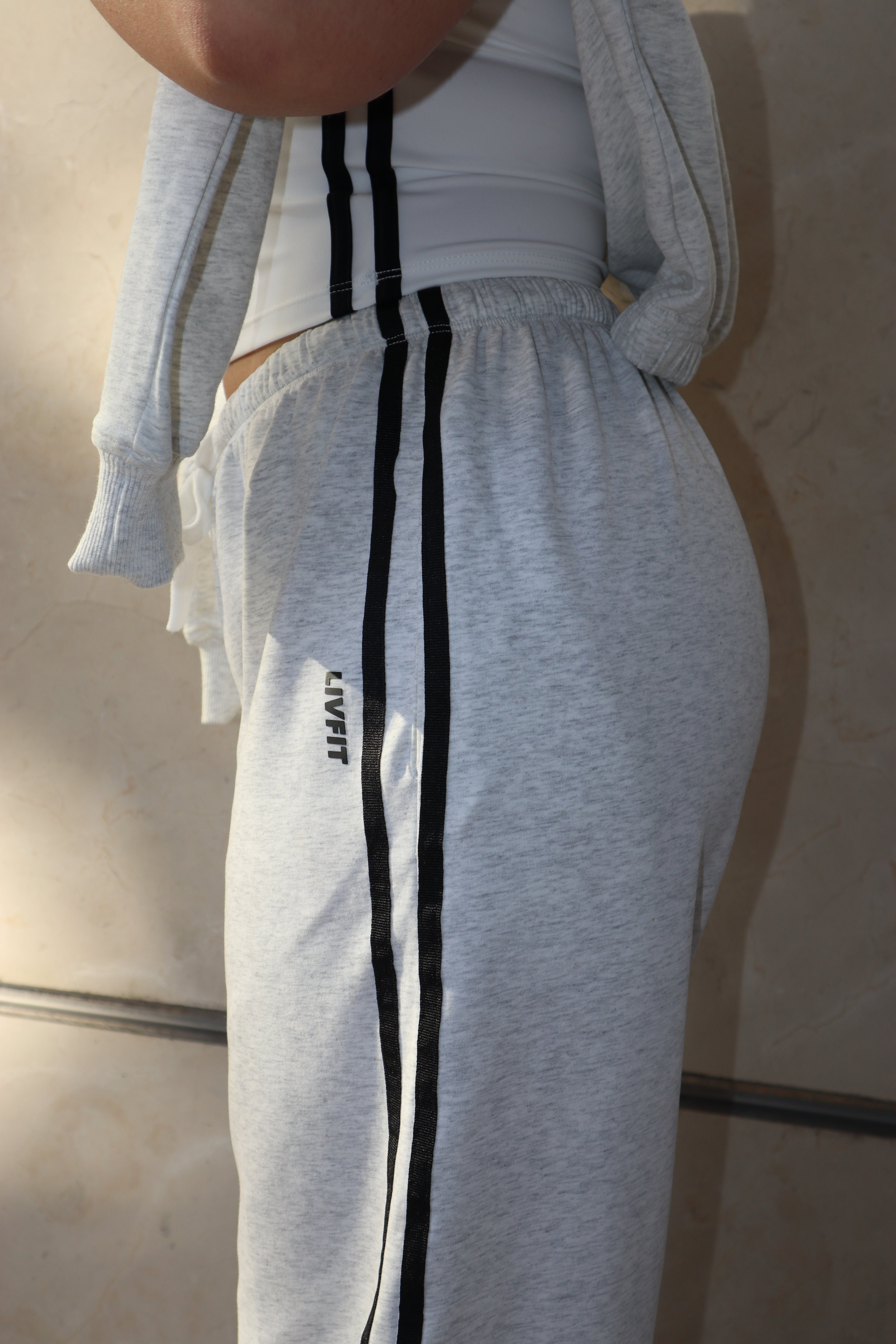 Grey striped sweatpants