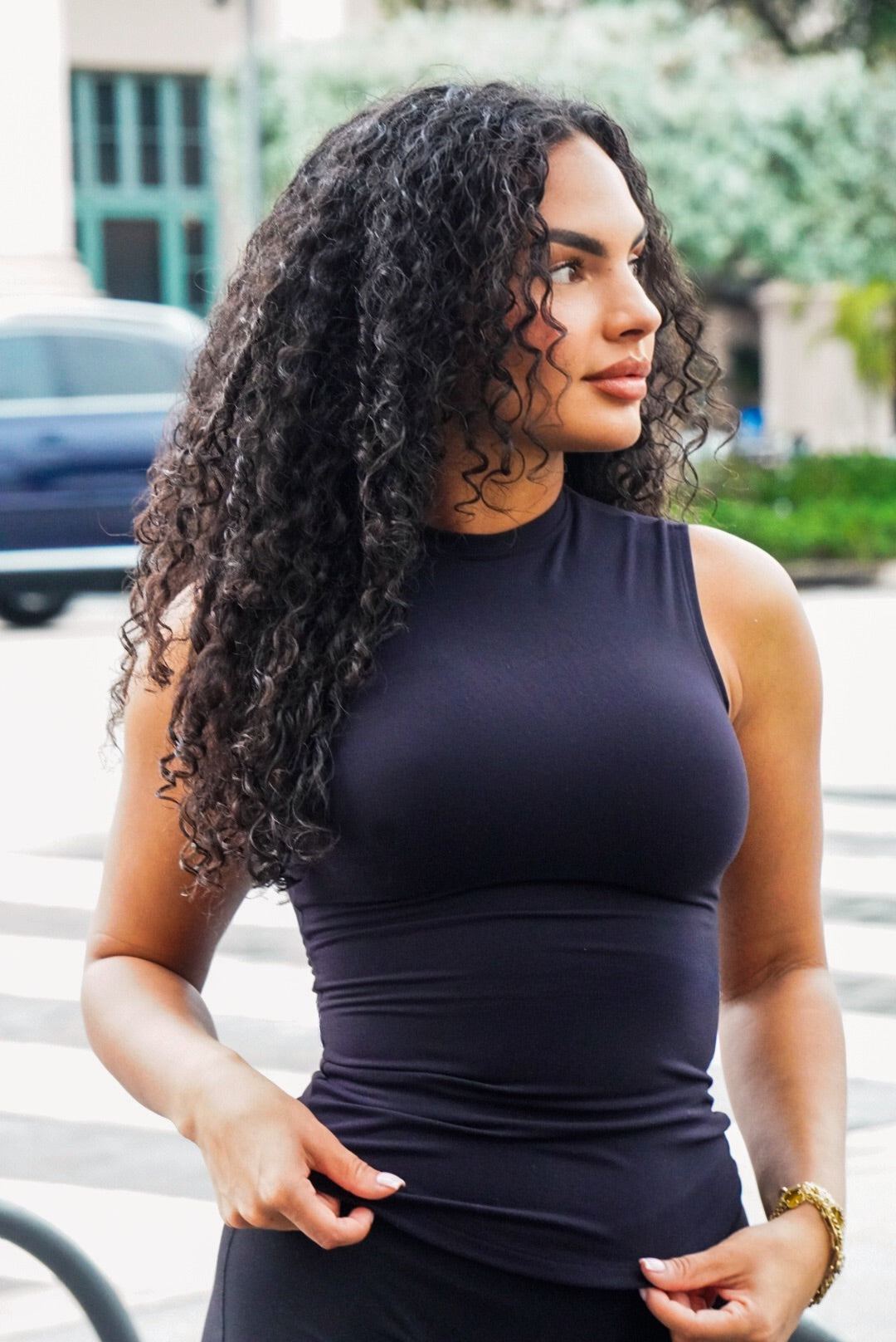 Black Mock neck top